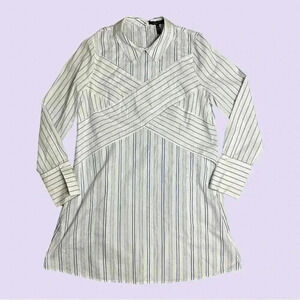 BCBGMAXAZRIA Blue and White Striped Shirt Dress Size Small